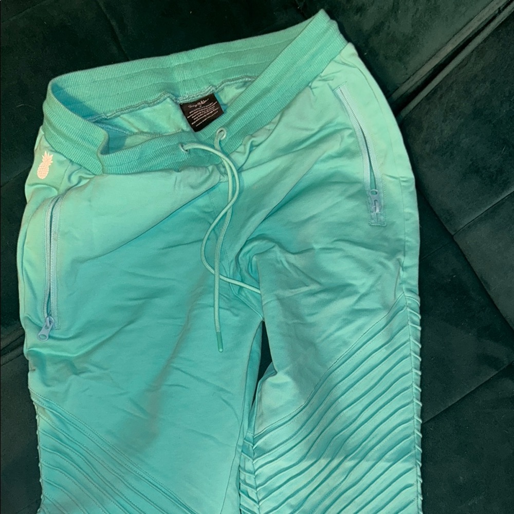 Aqua Jogger Pants with Zipper Pockets